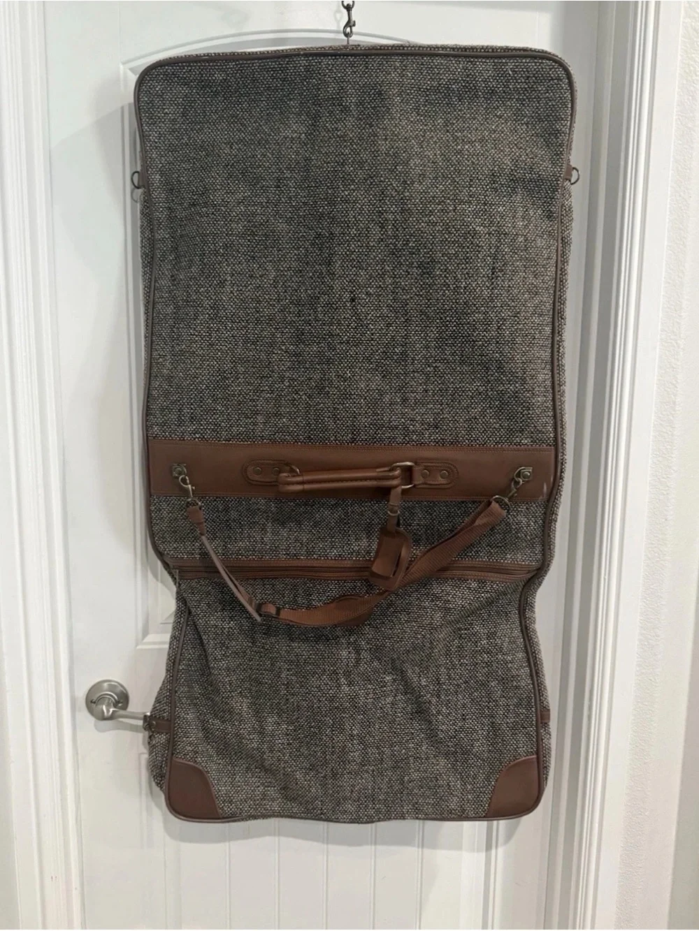 Vintage American Flyer Garment Bag Tweed Suit Carrier Travel Luggage Folding